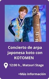 Concierto de arpa japonesa koto a cargo de KOTOMEN, domingo 7 de diciembre, 12:00h,, en Matsuri Stage