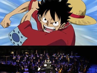 Imagen del concierto con la banda en la parte inferior y la imagen del protagonista