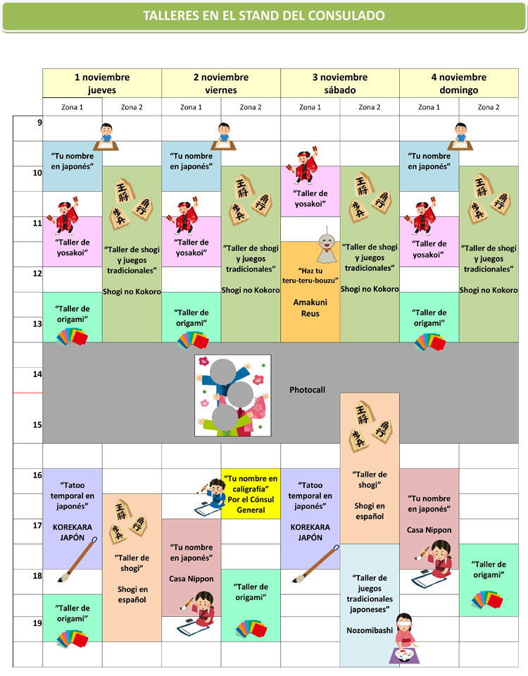 Calendario actividades stand